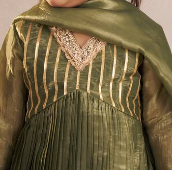 Olive green anarkali set 2