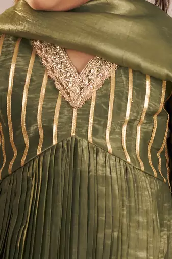 Olive green anarkali set