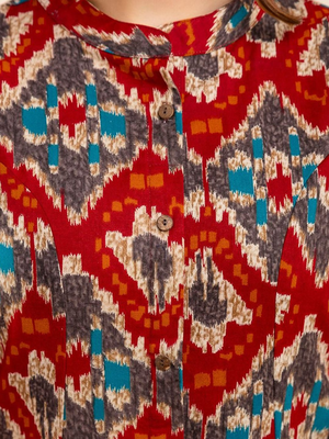  ethnic motifs printed pure cotton mandarin collar a-line kurta 2