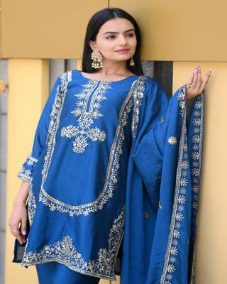 Heavy Chinon Suit With Sequence Embroidered Work 3