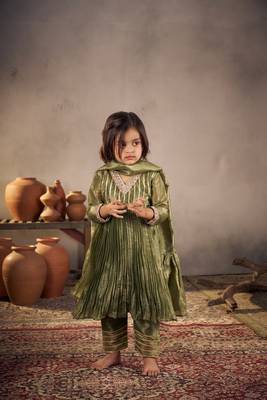 Olive green anarkali set 1