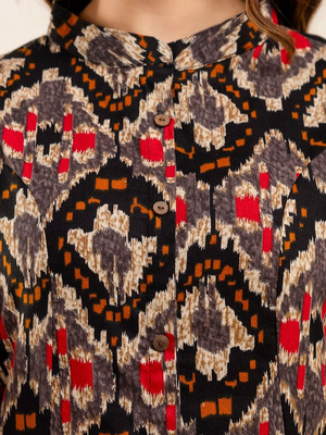  ethnic motifs printed pure cotton mandarin collar a-line kurta 2