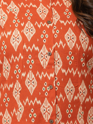  geometric printed mandarin collar pure cotton a-line kurta 2