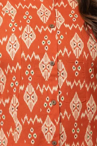  geometric printed mandarin collar pure cotton a-line kurta