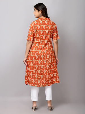  geometric printed mandarin collar pure cotton a-line kurta 4