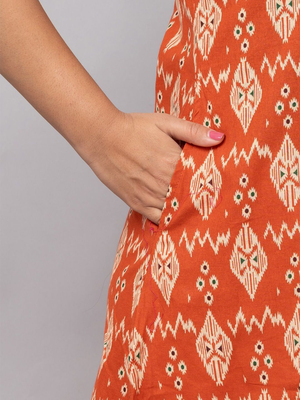  geometric printed mandarin collar pure cotton a-line kurta 5