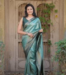 Sea Green Color Kubera Pattu Silk blend Saree