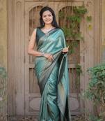 Sea Green Color Kubera Pattu Silk blend Saree