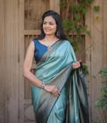 Sky Blue Color Kubera Pattu Silk Blend Saree