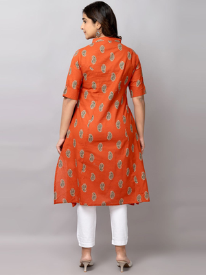  paisley printed mandarin collar pure cotton a-line kurta 4