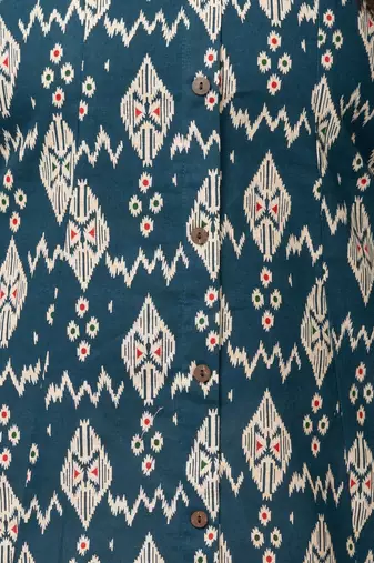  geometric printed high slit pure cotton a-line kurta
