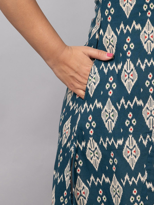  geometric printed high slit pure cotton a-line kurta 5