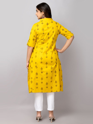  geometric ikat printed mandarin collar pure cotton a-line kurta 4
