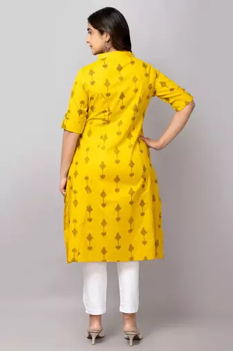 geometric ikat printed mandarin collar pure cotton a-line kurta