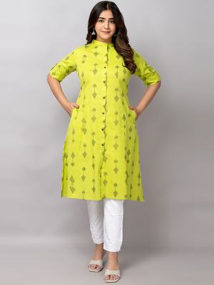  ikat printed cotton a-line kurta 1