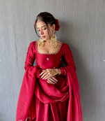 Rustic red anarkali set