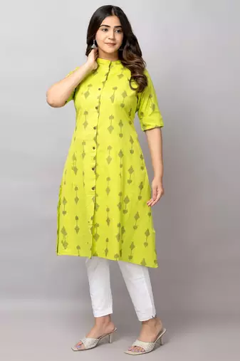  ikat printed cotton a-line kurta