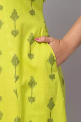  ikat printed cotton a-line kurta