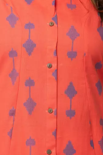  geometric ikat printed mandarin collar pure cotton a-line kurta