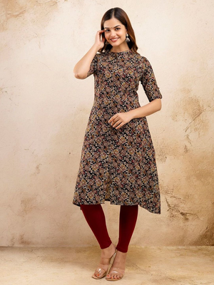  paisley printed pure cotton mandarin collar ethnic a-line kurta 3