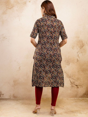 paisley printed pure cotton mandarin collar ethnic a-line kurta 4