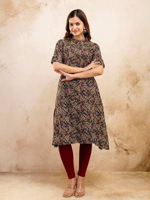  paisley printed pure cotton mandarin collar ethnic a-line kurta 5