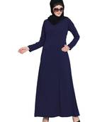 Navy-blue basic a line abaya with side pockets