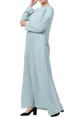 Sky-blue basic a line abaya with side pockets 4