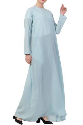 Sky-blue basic a line abaya with side pockets 5