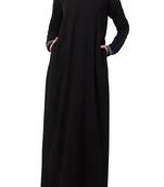 Black  a line abaya with grey piping