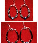 Kids  pair of 2 artificial beads rhodiyam plated  nazariya bracelet for new bourn baby