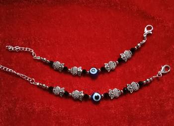 Kids  pair of 2 artificial beads rhodiyam plated  nazariya bracelet for new bourn baby 3