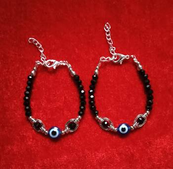 Kids  pair of 2 artificial beads rhodiyam plated  nazariya bracelet for new bourn baby 4