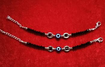 Kids  pair of 2 artificial beads rhodiyam plated  nazariya bracelet for new bourn baby 5