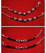 Kids  pair of 2 artificial beads rhodiyam plated  nazariya bracelet for new bourn baby