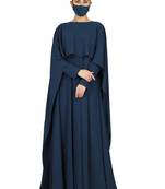 Teal princes abaya dress in dual layer