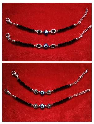 Kids  pair of 2 artificial beads rhodiyam plated  nazariya bracelet for new bourn baby 1