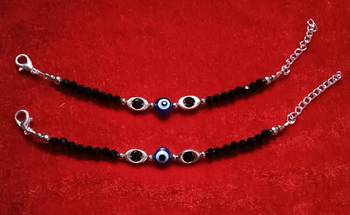 Kids  pair of 2 artificial beads rhodiyam plated  nazariya bracelet for new bourn baby 5