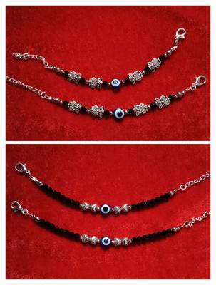 Kids  pair of 2 artificial beads rhodiyam plated  nazariya bracelet for new bourn baby 1