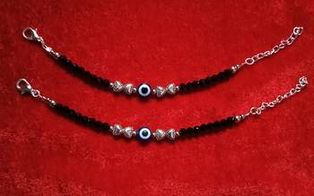 Kids  pair of 2 artificial beads rhodiyam plated  nazariya bracelet for new bourn baby 5