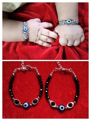 Kids  pair of 2 artificial beads rhodiyam plated  nazariya bracelet for new bourn baby 1