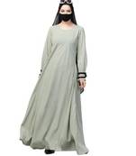 Green two pieces set- umbrella flare abaya with hijab