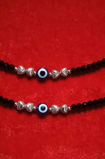 Kids  pair of 2 artificial beads rhodiyam plated  nazariya bracelet for new bourn baby