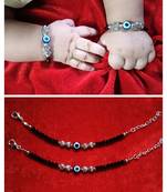 Kids  pair of 2 artificial beads rhodiyam plated  nazariya bracelet for new bourn baby