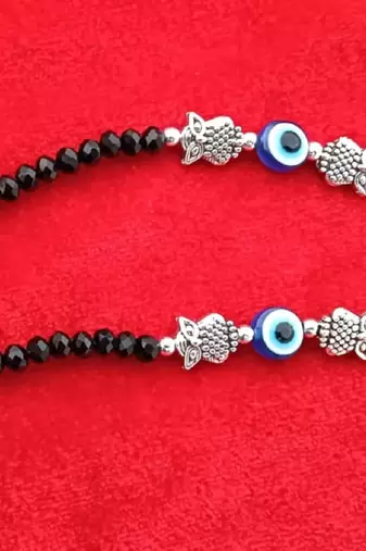 Kids  pair of 2 artificial beads rhodiyam plated  nazariya bracelet for new bourn baby