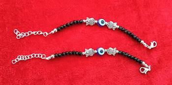 Kids  pair of 2 artificial beads rhodiyam plated  nazariya bracelet for new bourn baby 3
