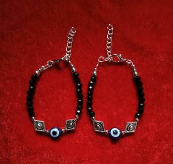 Kids  pair of 2 artificial beads rhodiyam plated  nazariya bracelet for new bourn baby 4