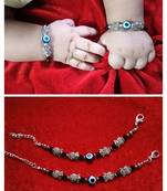 Kids  pair of 2 artificial beads rhodiyam plated  nazariya bracelet for new bourn baby