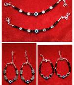 Kids  pair of 3 artificial beads rhodiyam plated  nazariya bracelet for new bourn baby