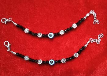 Kids  pair of 3 artificial beads rhodiyam plated  nazariya bracelet for new bourn baby 2